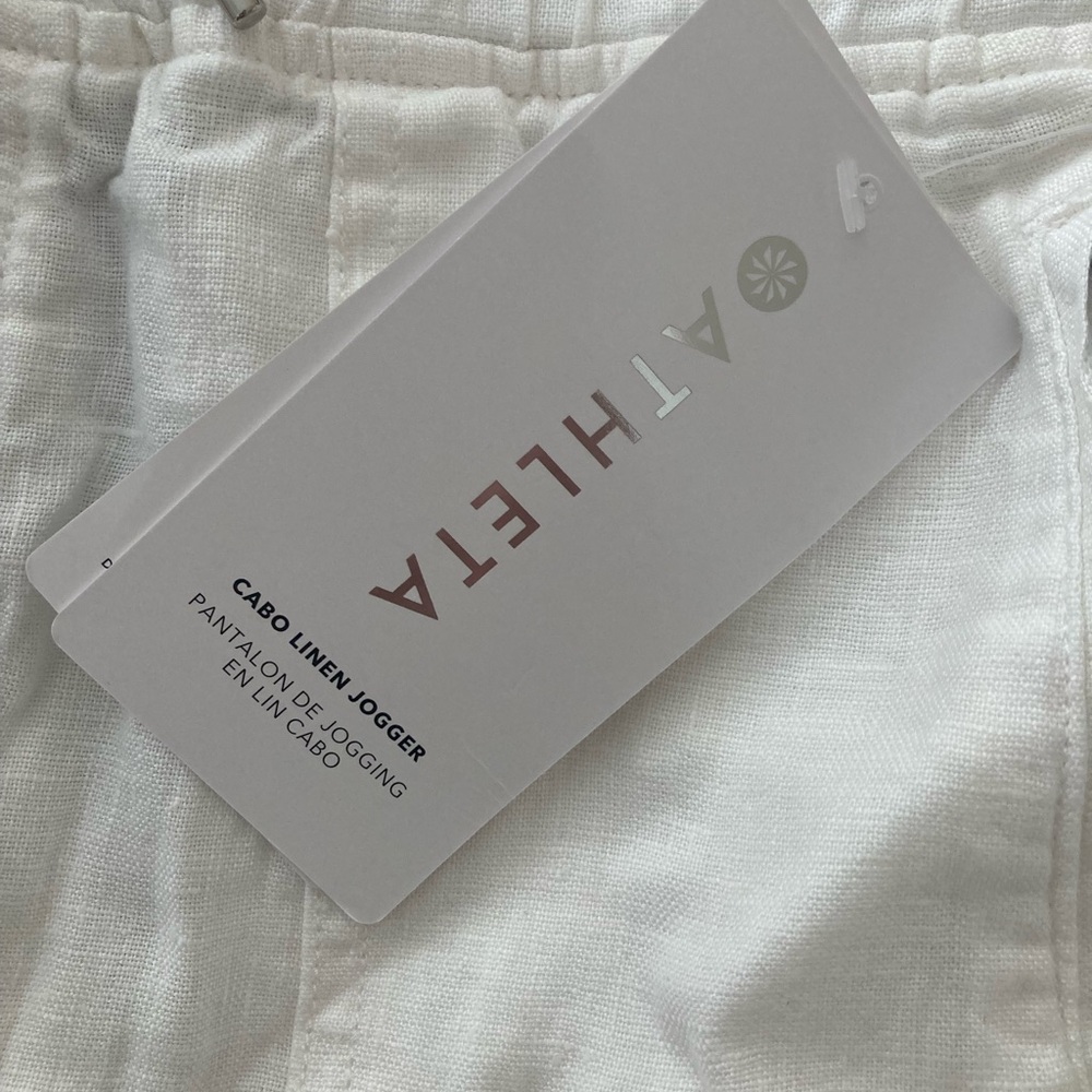 NWT Athleta White Cabo Linen Joggers size 12 - Picture 6 of 12